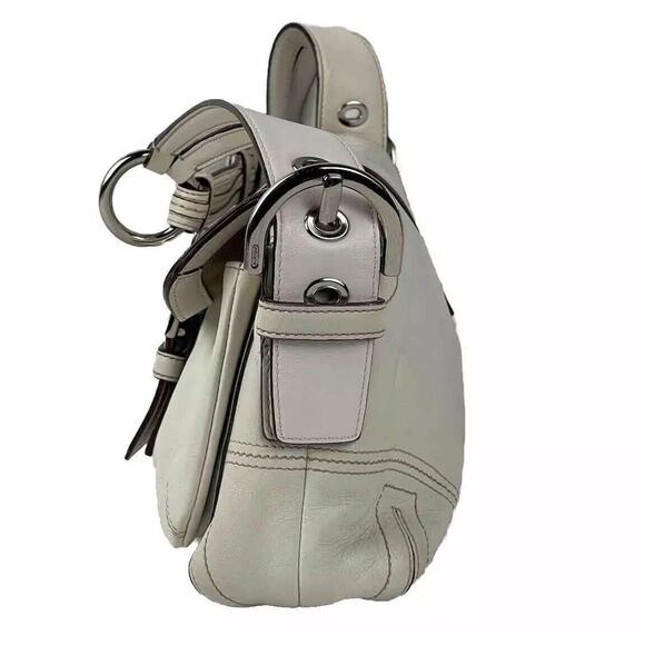 COACH Soho 9434 Double Pocket Flap Shoulder Bag White Leather Purse Y2k 2005 - Picture 8 of 15